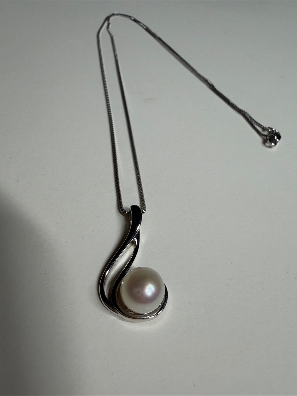 Pearl drop Sterling silver 18” necklace